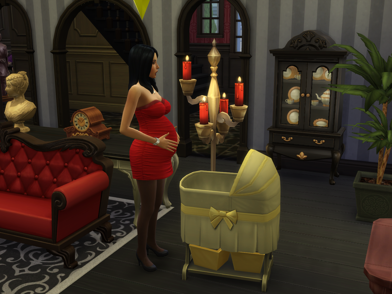 пусть 3 персонажа положат глаз на диван в sims